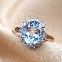 2.65ct Aquamarine & Diamond Cluster Ring 9ct Yellow Gold from Ace Jewellery, Leeds