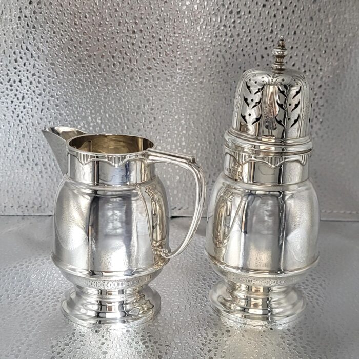 Vintage Decorative Silver Sugar Caster & Milk Jug Set from Ace Jewellery, Leeds