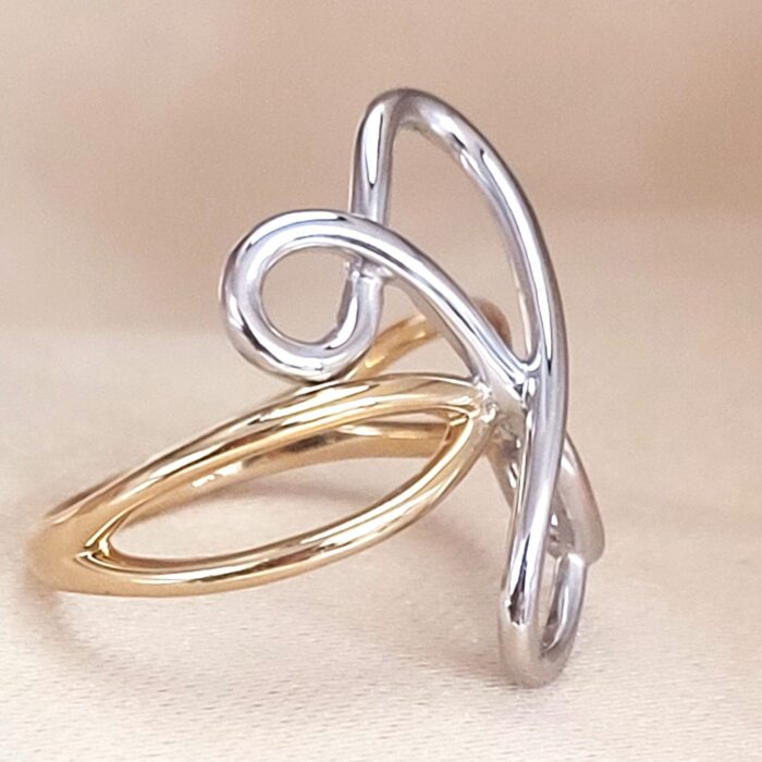 18ct Yellow & 18ct White Gold Fancy Twist Multi-Metal Ring from Ace Jewellery, Leeds