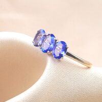 2.25ct Three-Stone Tanzanite Ring 14ct Yellow Gold from Ace Jewelery, Leeds