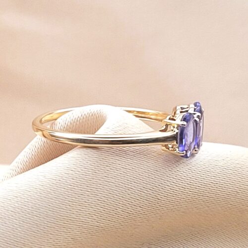 2.25ct Three-Stone Tanzanite Ring 14ct Yellow Gold from Ace Jewelery, Leeds