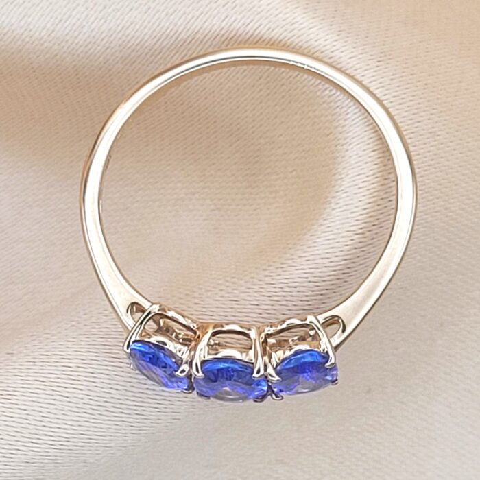 2.25ct Three-Stone Tanzanite Ring 14ct Yellow Gold from Ace Jewelery, Leeds