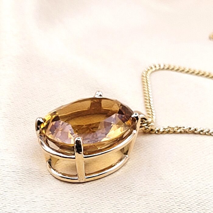 12.37ct Citrine Drop Pendant Necklace 9ct Yellow Gold from Ace Jewellery, Leeds