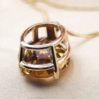 12.37ct Citrine Drop Pendant Necklace 9ct Yellow Gold from Ace Jewellery, Leeds