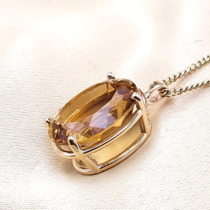 12.37ct Citrine Drop Pendant Necklace 9ct Yellow Gold from Ace Jewellery, Leeds