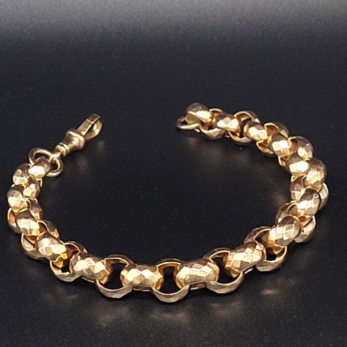 9ct Rose Gold Antique Faceted belcher Bracelet from Ace Jewellery, Leeds