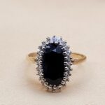 2.25ct Sapphire & Diamond Halo Ring 9ct Yellow Gold from Ace Jewellery, Leeds