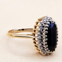 2.25ct Sapphire & Diamond Halo Ring 9ct Yellow Gold from Ace Jewellery, Leeds